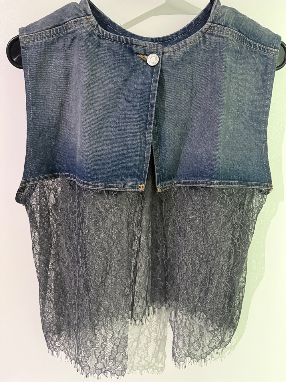 Zara Denim and Blue -Gray Lace Sleeveless Top - Picture 3 of 5